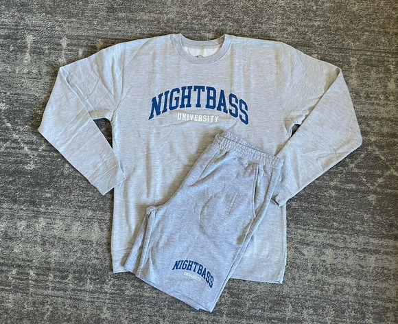Nightbass Other - Night Bass University Mens XL Sweatshirt Shorts Set Gray Warm New J9